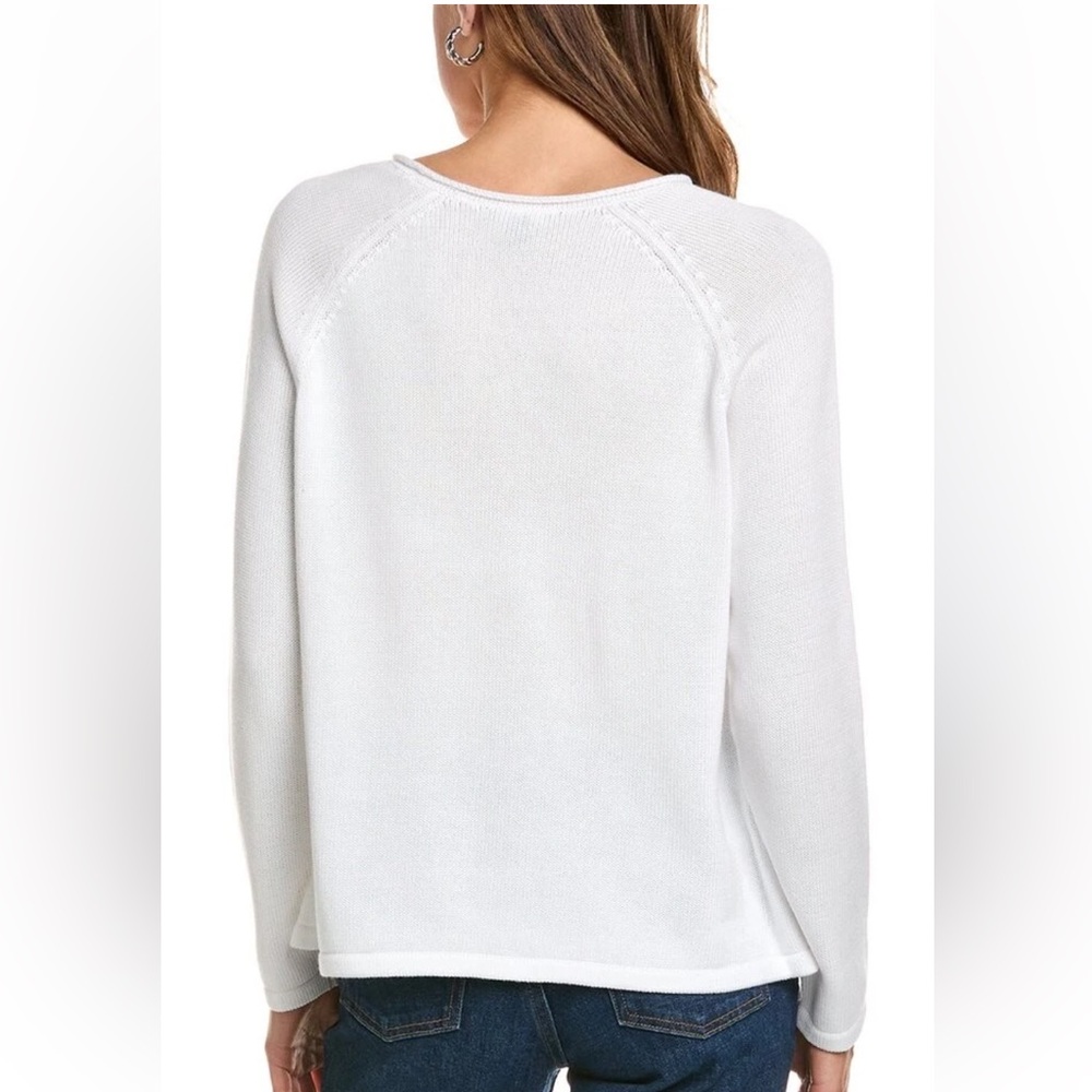 NWT $198 Eileen Fisher White Raglan Sleeve Sweater Size XXS Cotton - Picture 2 of 11